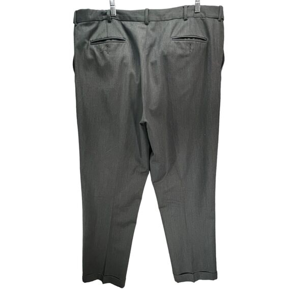 Lands End Pants Mens 38 Gray Wool Traditional Fit Pleated Comfort Waist Cuffed - Picture 4 of 14